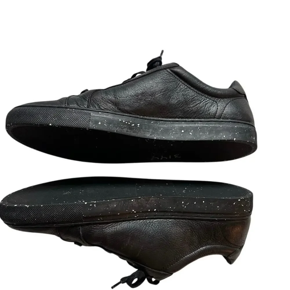 Banana Republic Leather Sneakers Minimalist Black Speckled Sole 10.5 Gorpcore